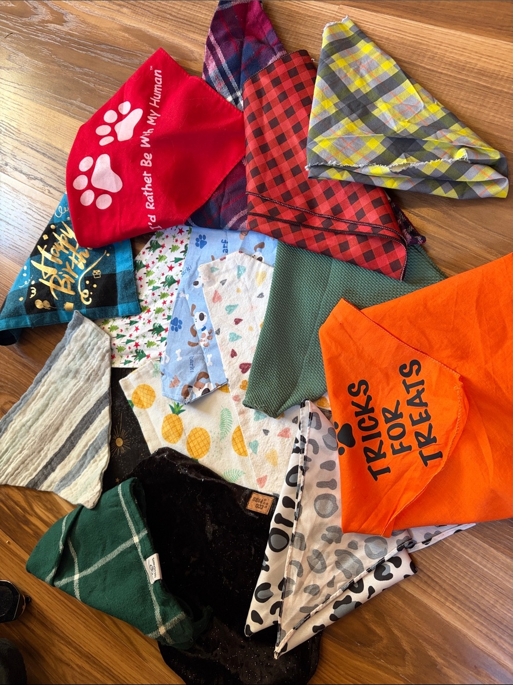 Assorted Dog Bandana - Orange, Red, Green & Multi-Color Pack